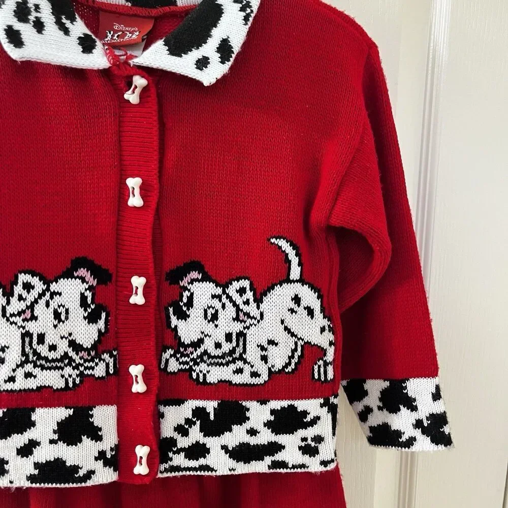 Vintage Disney 101 Dalmatians Sweater Cardigan and Skirt 2-Pc Set USA Girls